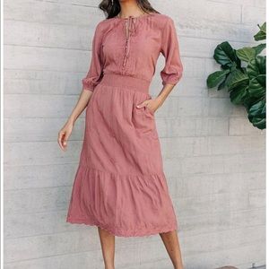 Bohme Embroidered Midi Dress In Terracotta